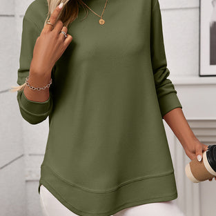 Casual Long Sleeve Waffle Knit Top