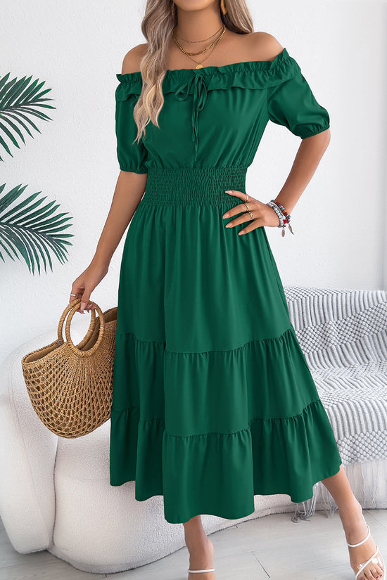 Off-Shoulder Ruffle Midi Dress