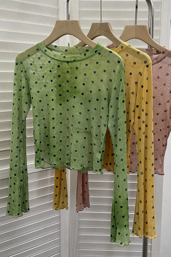 Polka Dot Long Sleeve Casual Top