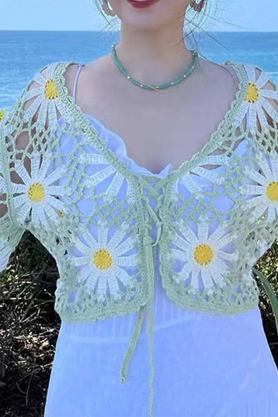 Crochet Tie Front Crop Top