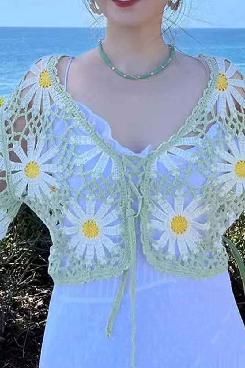 Crochet Tie Front Crop Top