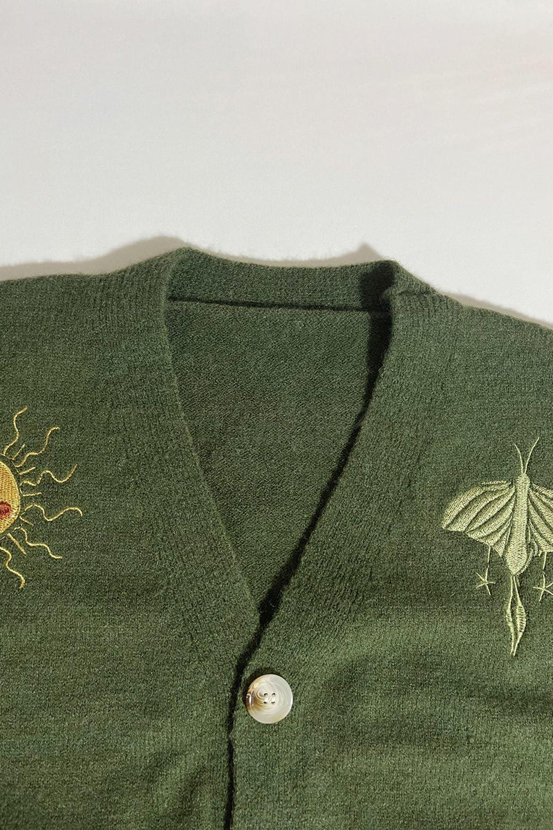 Celestial Patterned Button-Up Cardigan