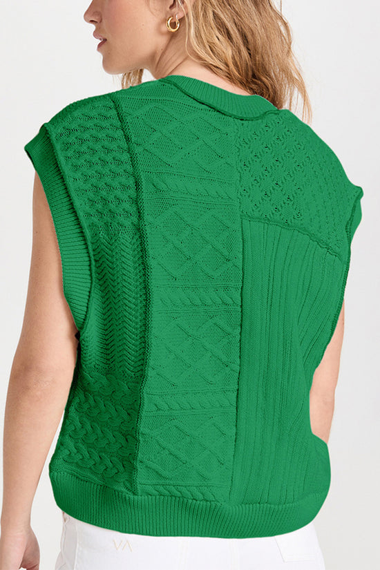 Textured Sleeveless Knit Sweater Vest