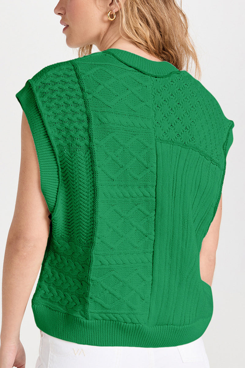 Textured Sleeveless Knit Sweater Vest