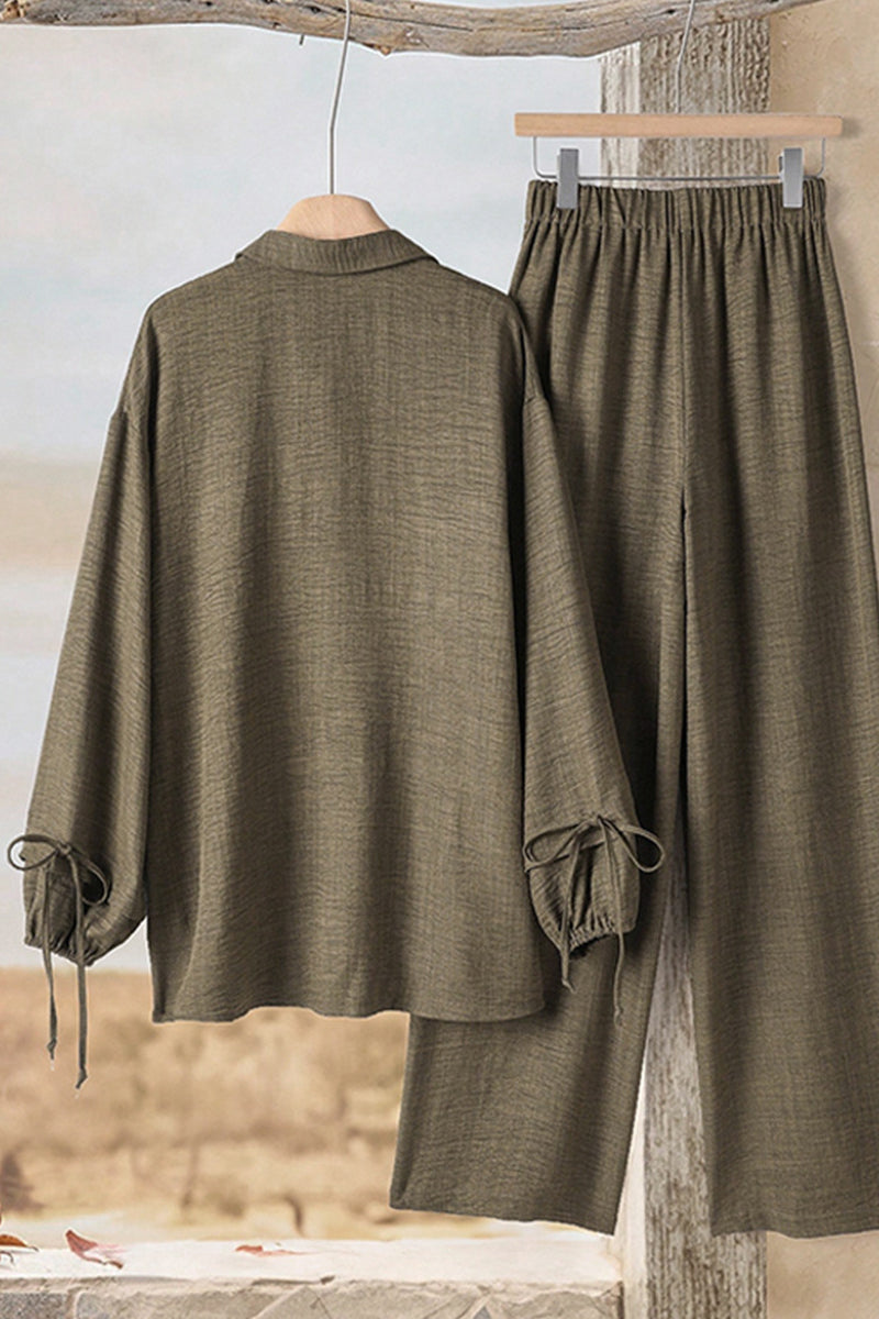 Relaxed Fit Collared Two-Piece Set
