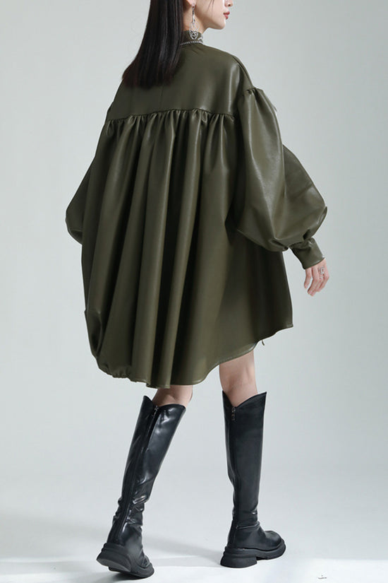Elegant Oversized Balloon Sleeve Dress