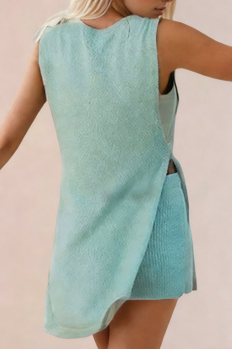 Sleeveless Textured Tunic and Shorts Set