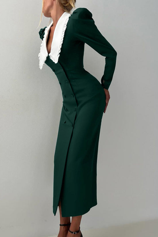 Vintage Double-Breasted Casual Dress