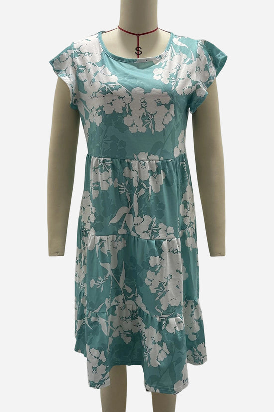 Floral Ruffle Sleeve Casual Dress