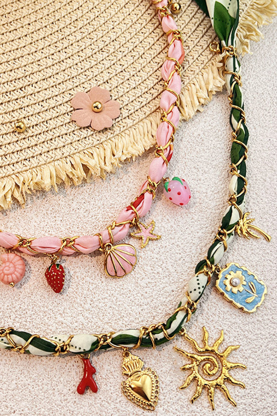 Charm-Decorated Braided Necklace
