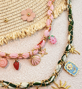 Charm-Decorated Braided Necklace