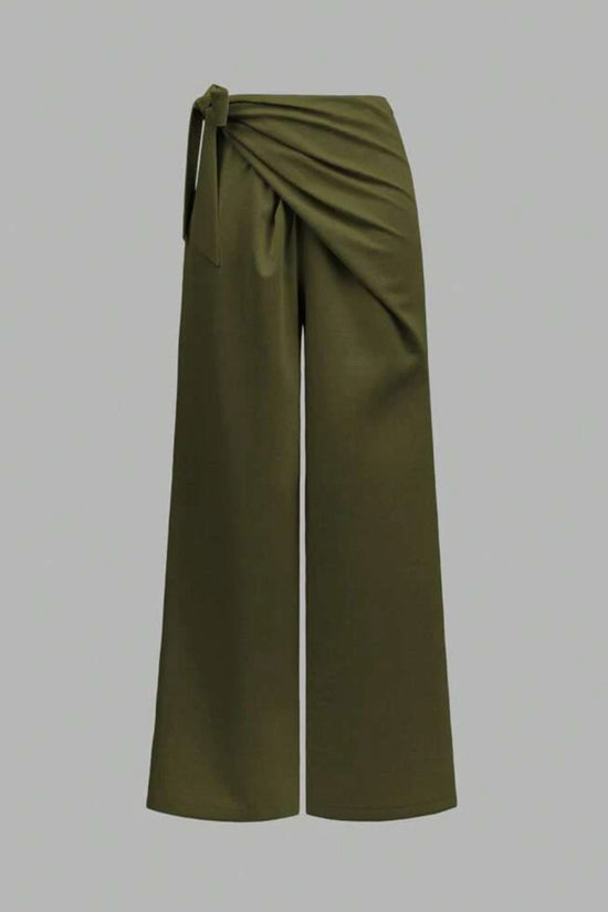 Wrap Front Wide-Leg Casual Pants