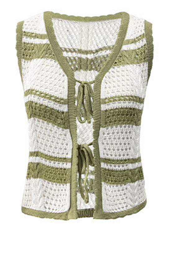 Striped Lace-Up Sweater Vest