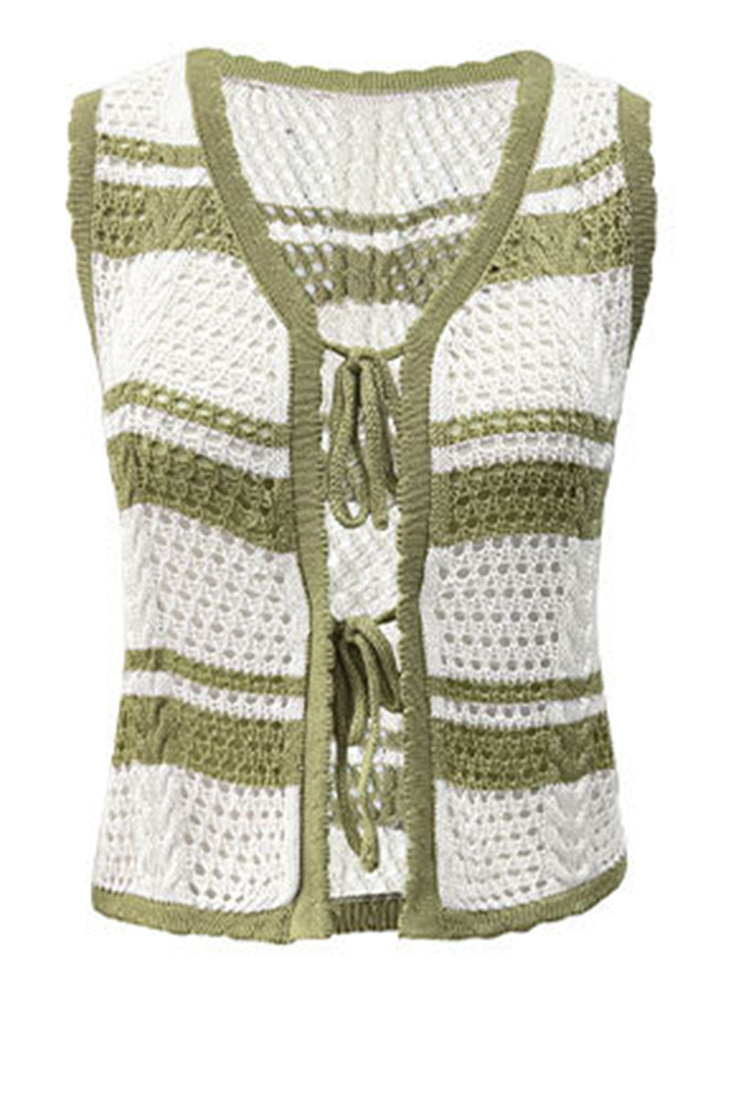 Striped Lace-Up Sweater Vest