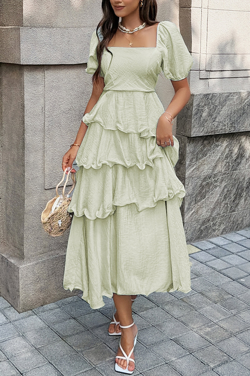 Tiered Ruffle Casual Midi Dress