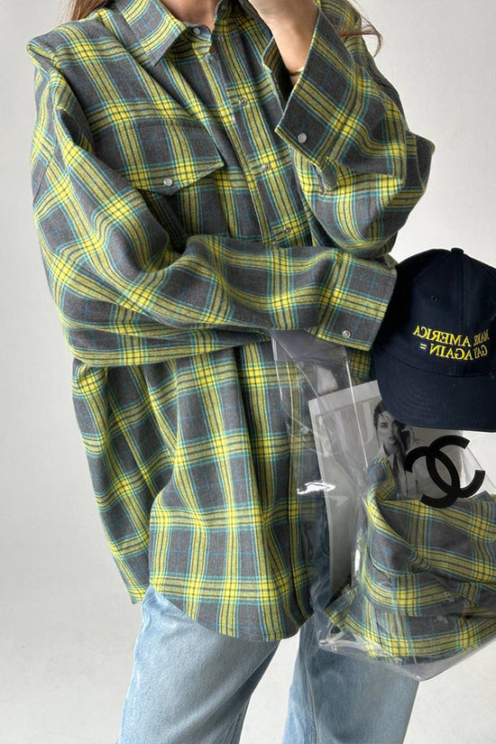 Plaid Oversized Button-Up Shirt