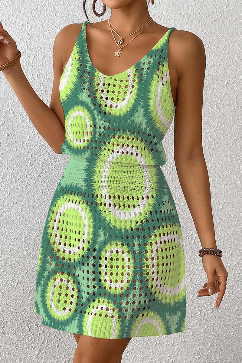 Geometric Pattern Sleeveless Cover-Up