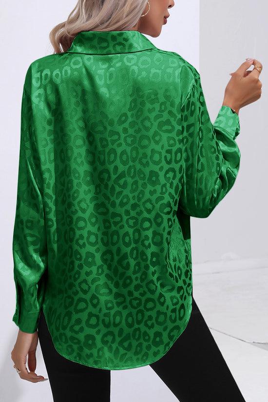 Chic Leopard Print Button-Down Blouse