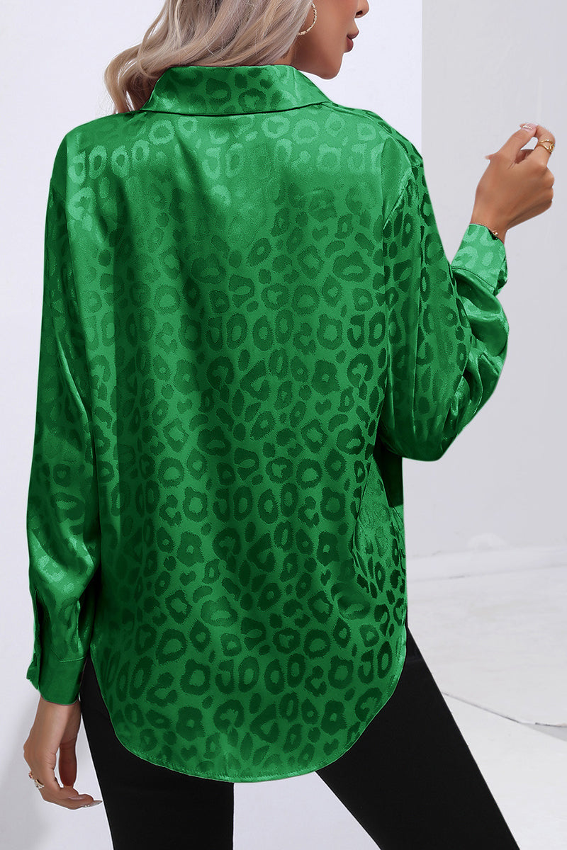 Chic Leopard Print Button-Down Blouse