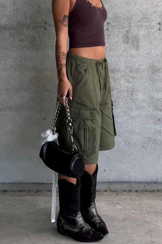 Tie-Waist Casual Cargo Shorts