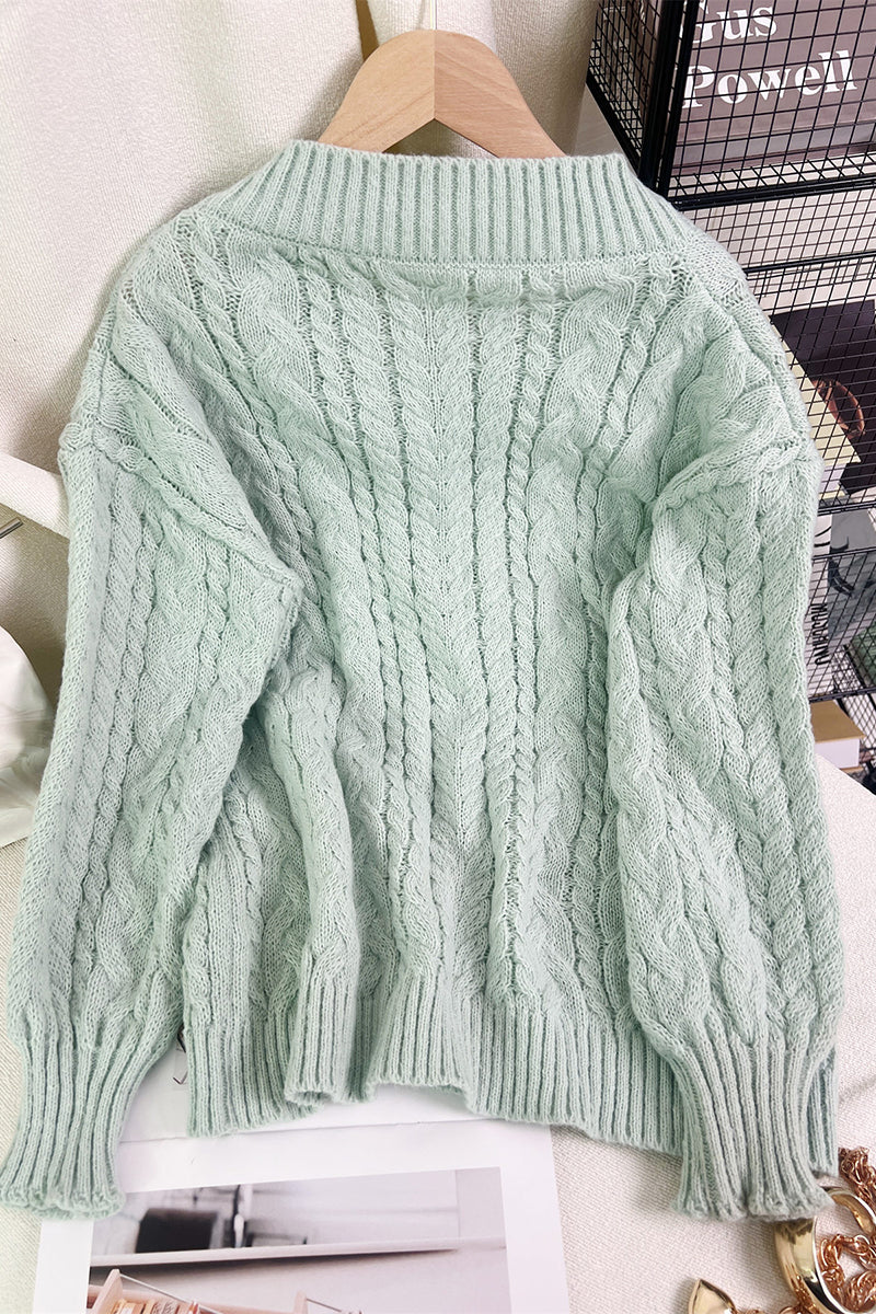 Cable Knit V-Neck Sweater