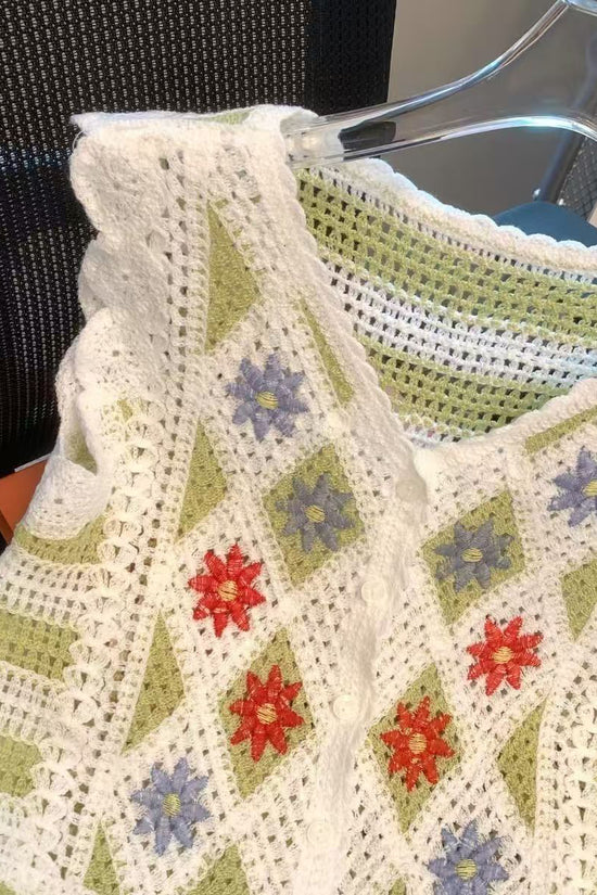 Floral Crochet Patterned Sweater Vest