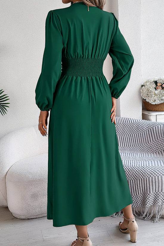 Elegant Pleated Long Sleeve Dress