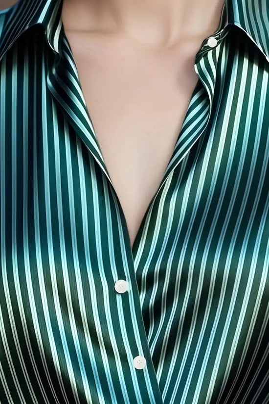 Striped Long Sleeve Button-Up Blouse
