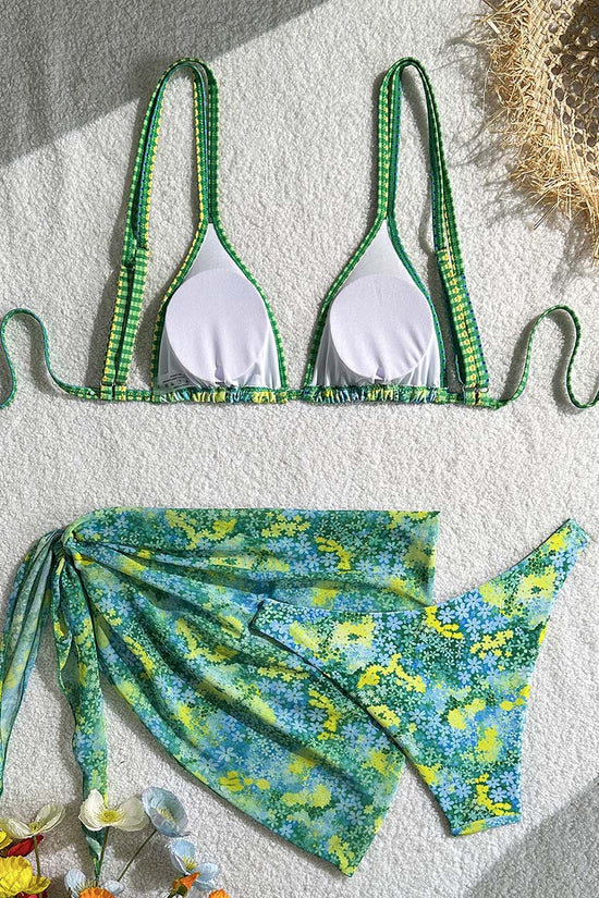 Floral Triangle Bikini with Sarong Set