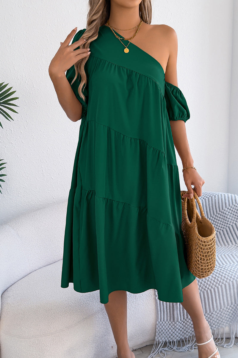 One-Shoulder Casual Midi Dress