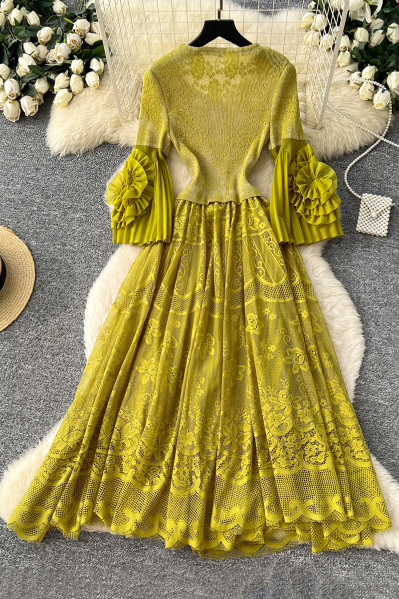 Elegant Petal Sleeve Casual Dress