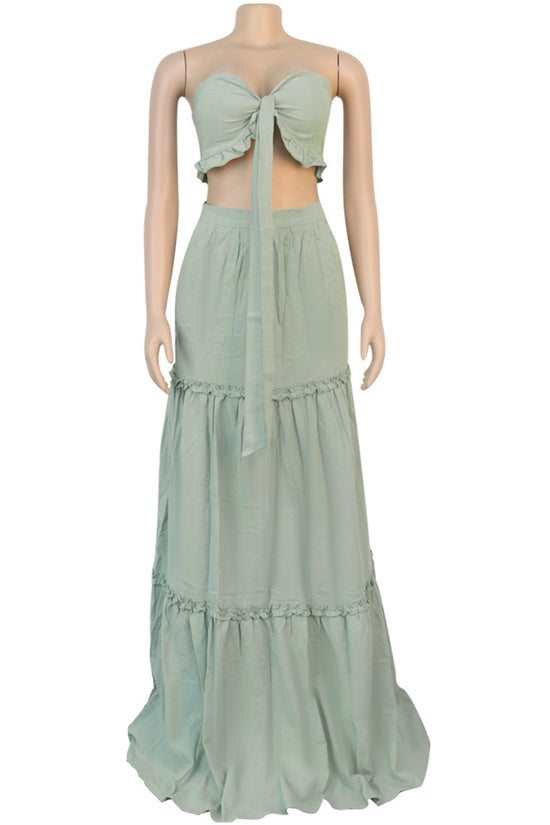 Elegant Bow Tie Skirt Set