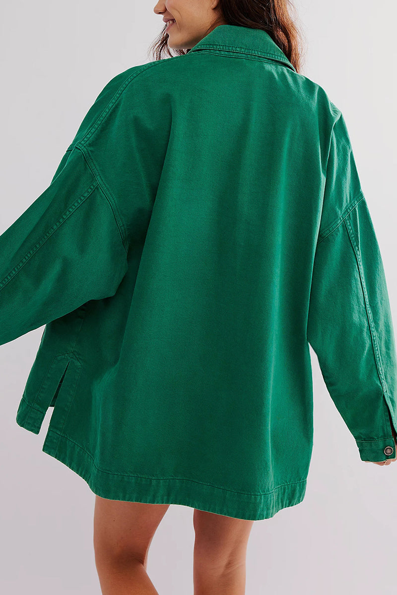 Oversized Denim Jacket with Pocket Detail