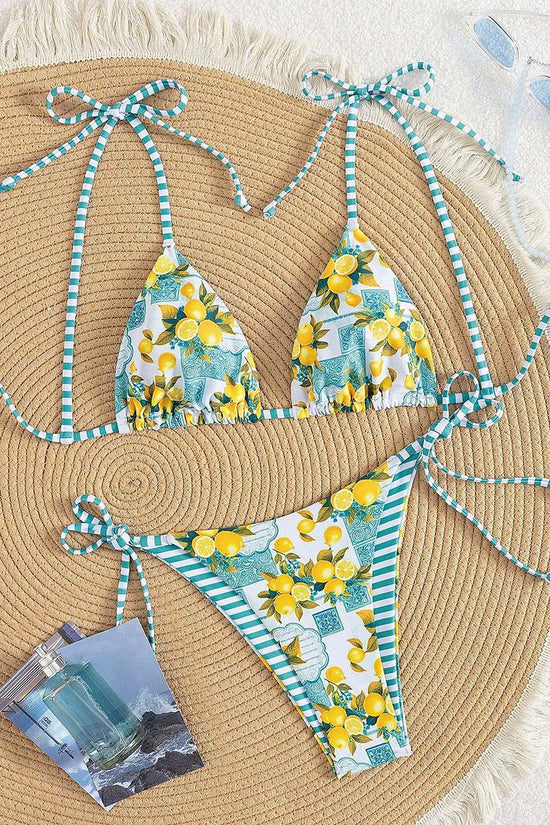 Lemon Print Bikini Set