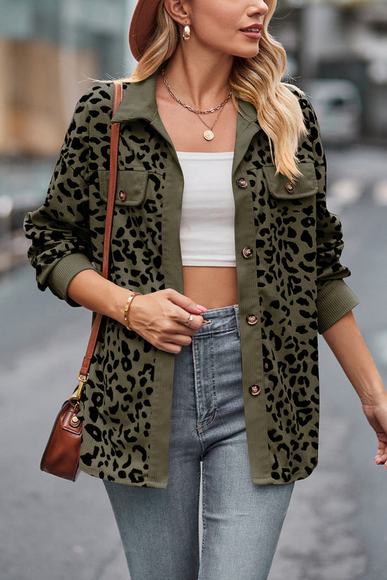 Leopard Print Button-Up Blouse