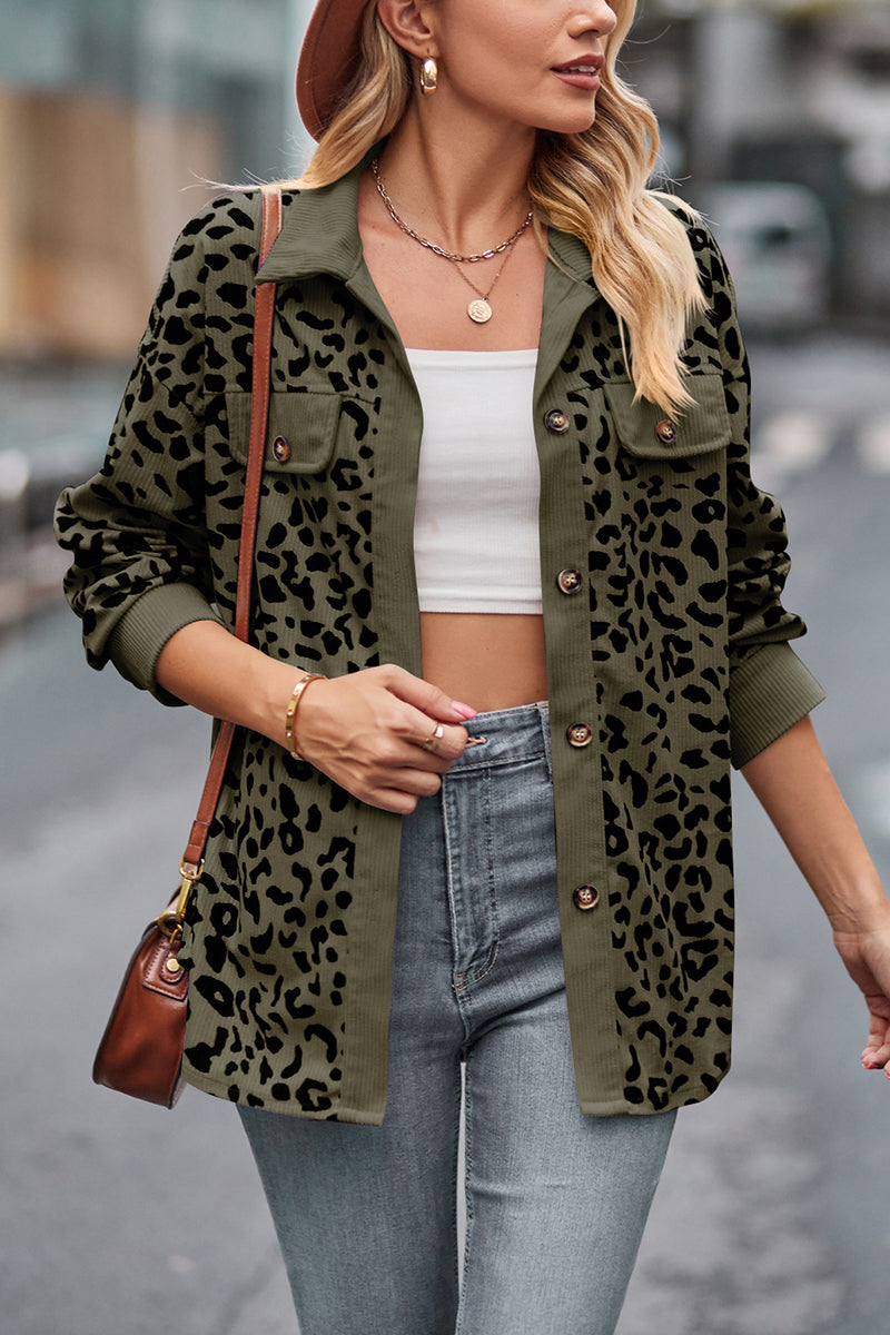 Leopard Print Button-Up Blouse