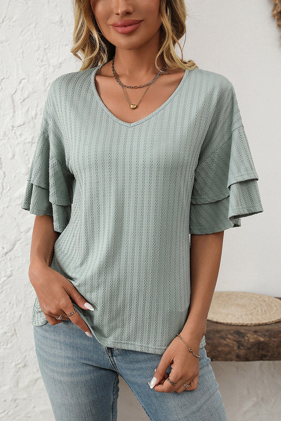 V-Neck Layered Sleeve T-Shirt