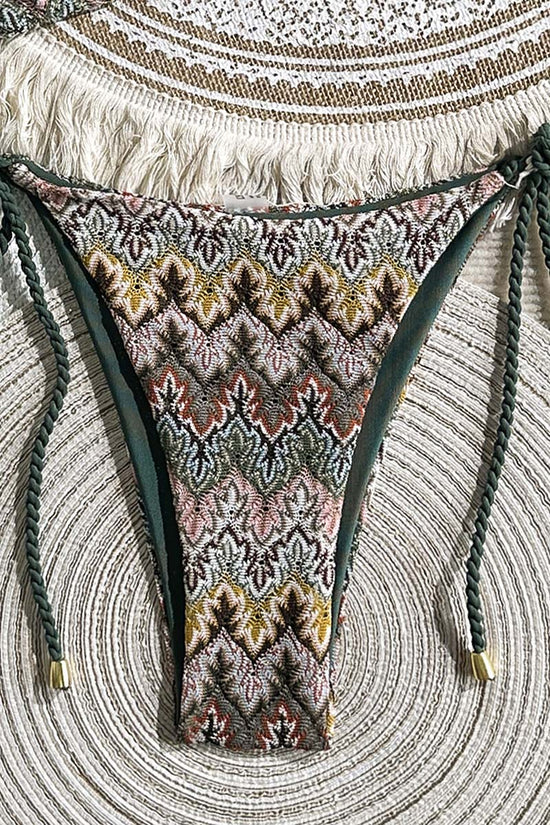 Patterned Triangle Tie Bikini Set
