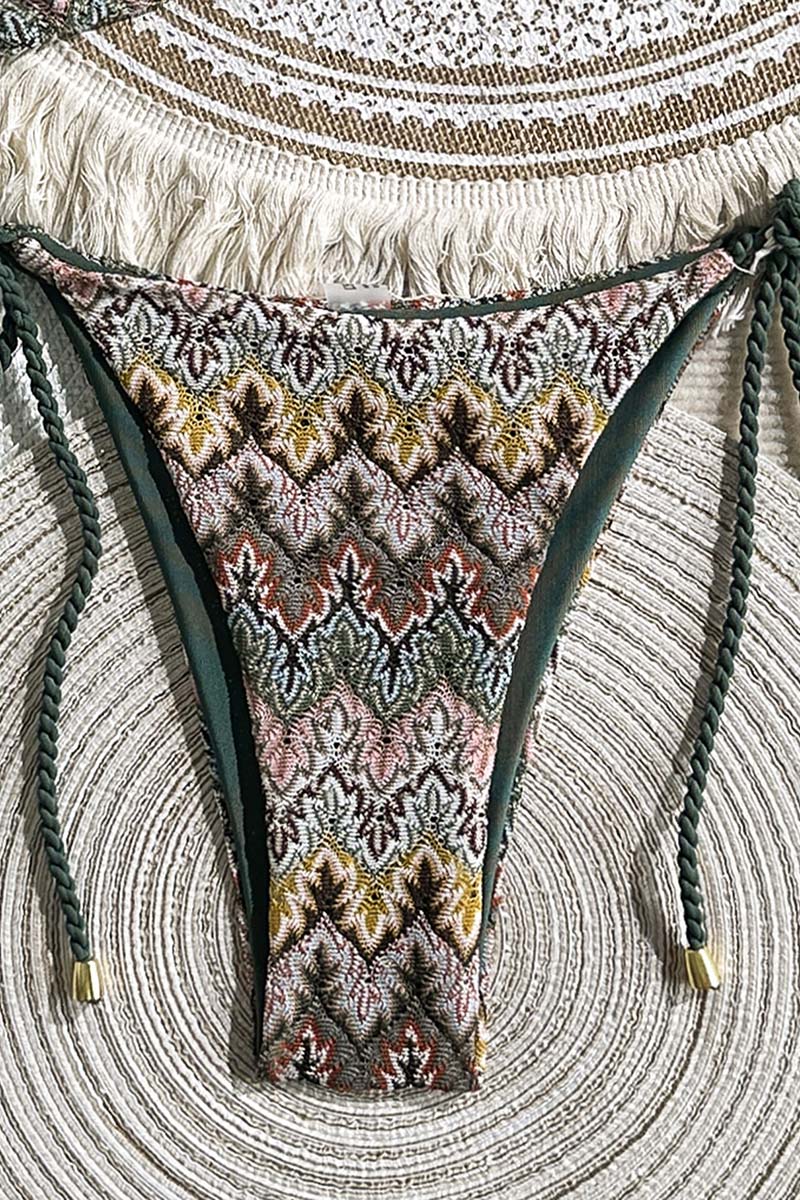 Patterned Triangle Tie Bikini Set