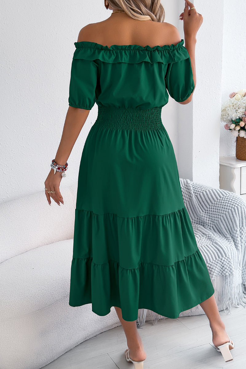 Off-Shoulder Ruffle Midi Dress