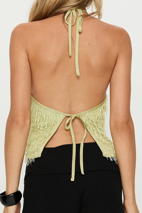 Fringe Halter Neck Party Tank Top