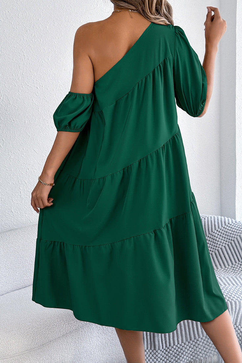 One-Shoulder Casual Midi Dress