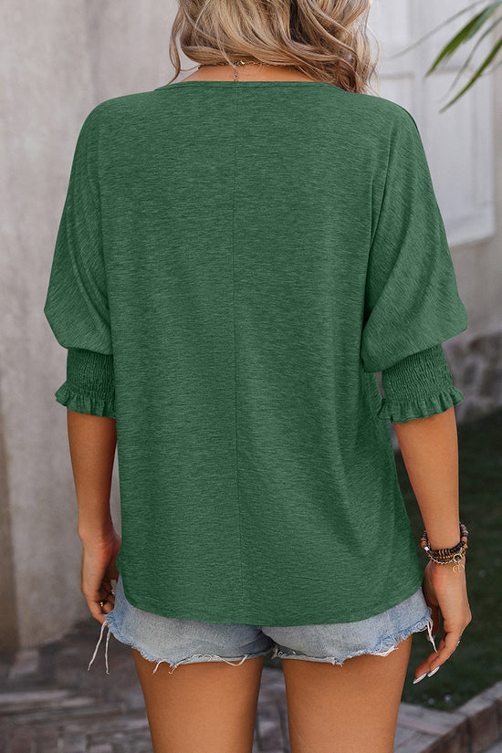 V-Neck Puff Sleeve Casual Top