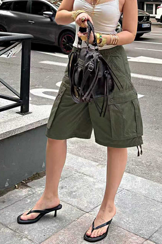 Tie-Waist Casual Cargo Shorts