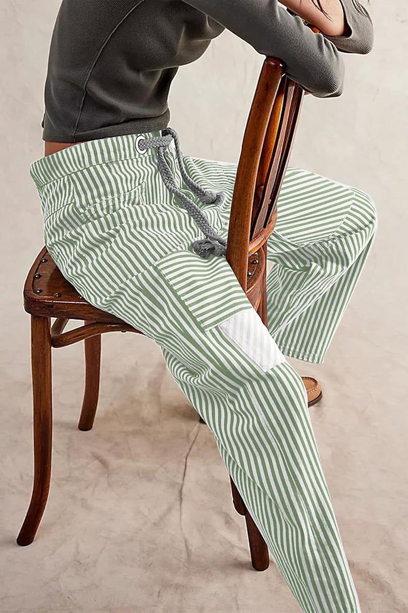 Striped Pattern Casual Loose Fit Pants
