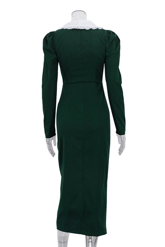 Vintage Double-Breasted Casual Dress