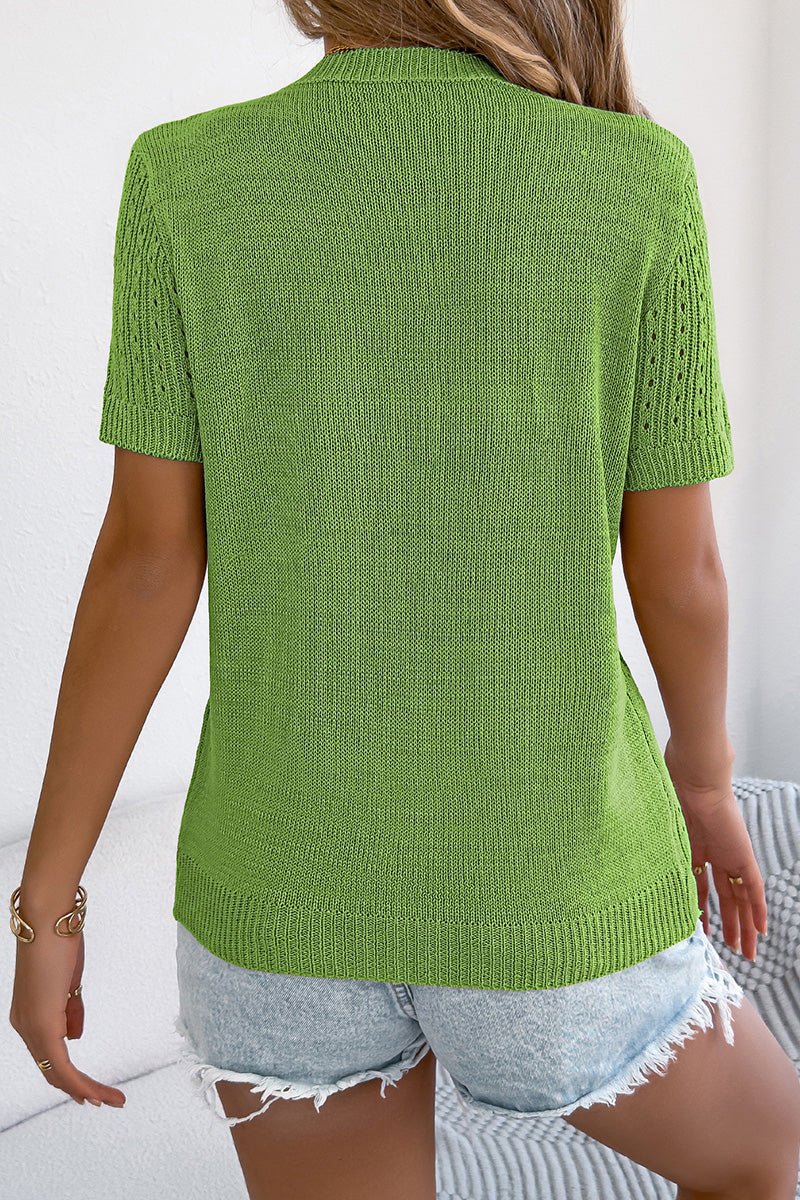 Button-Up Open-Knit Top