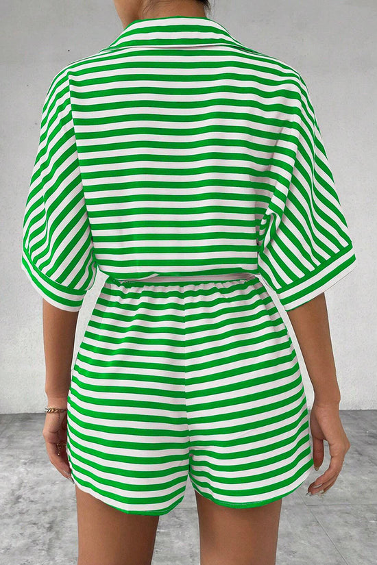 Striped Belted Romper