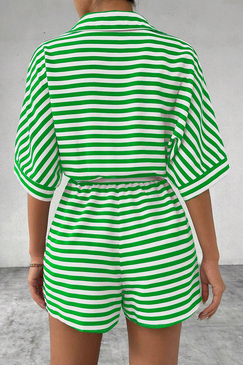 Striped Belted Romper