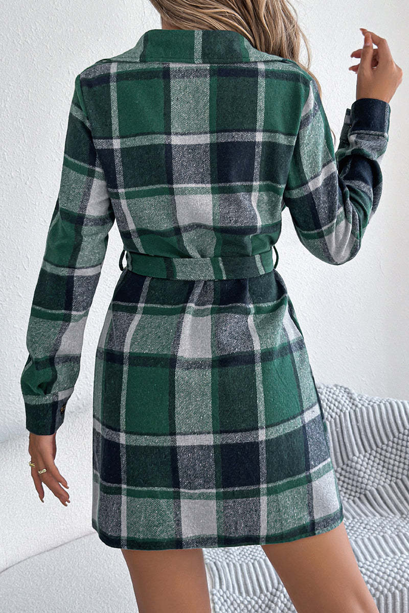 Plaid Belted Shirt Dress